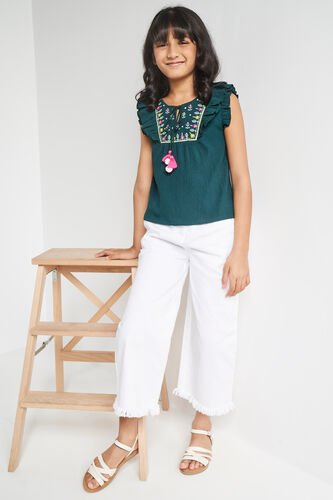 Green Solid Keyhole Neck Top, Green, image 1